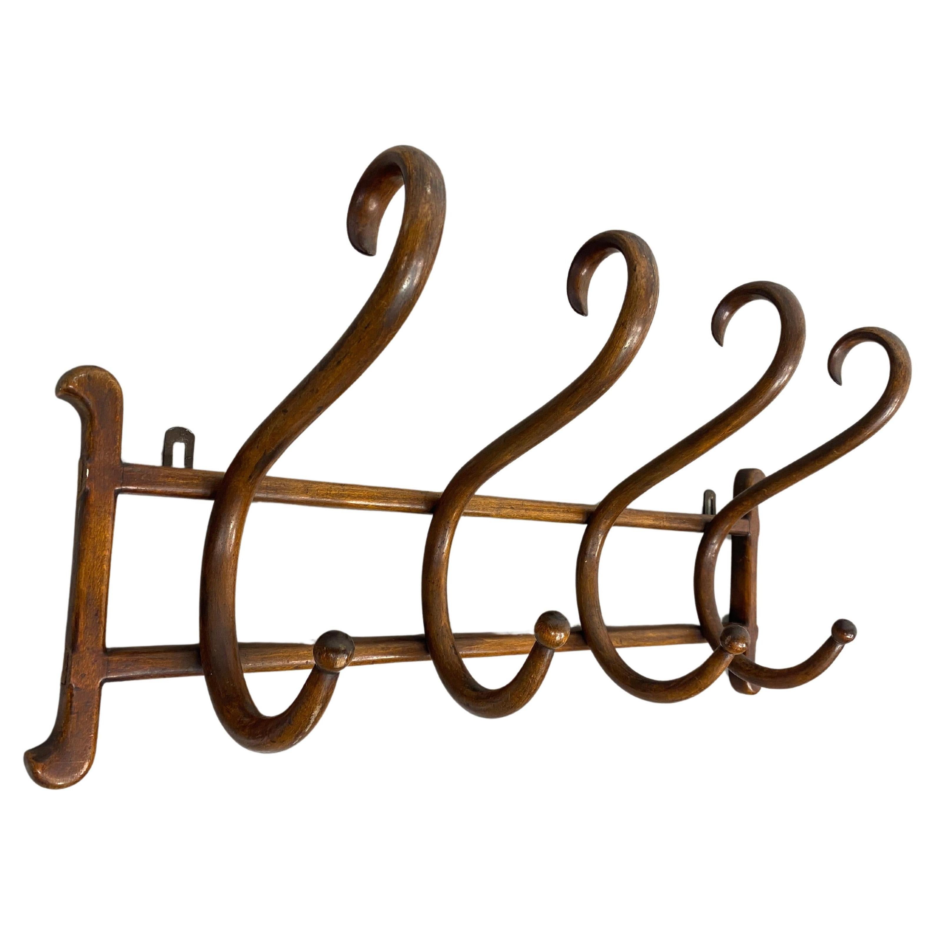 Bentwood wall coat hanger no.1 by Thonet Austria, signed on the back in very good original vintage condition.