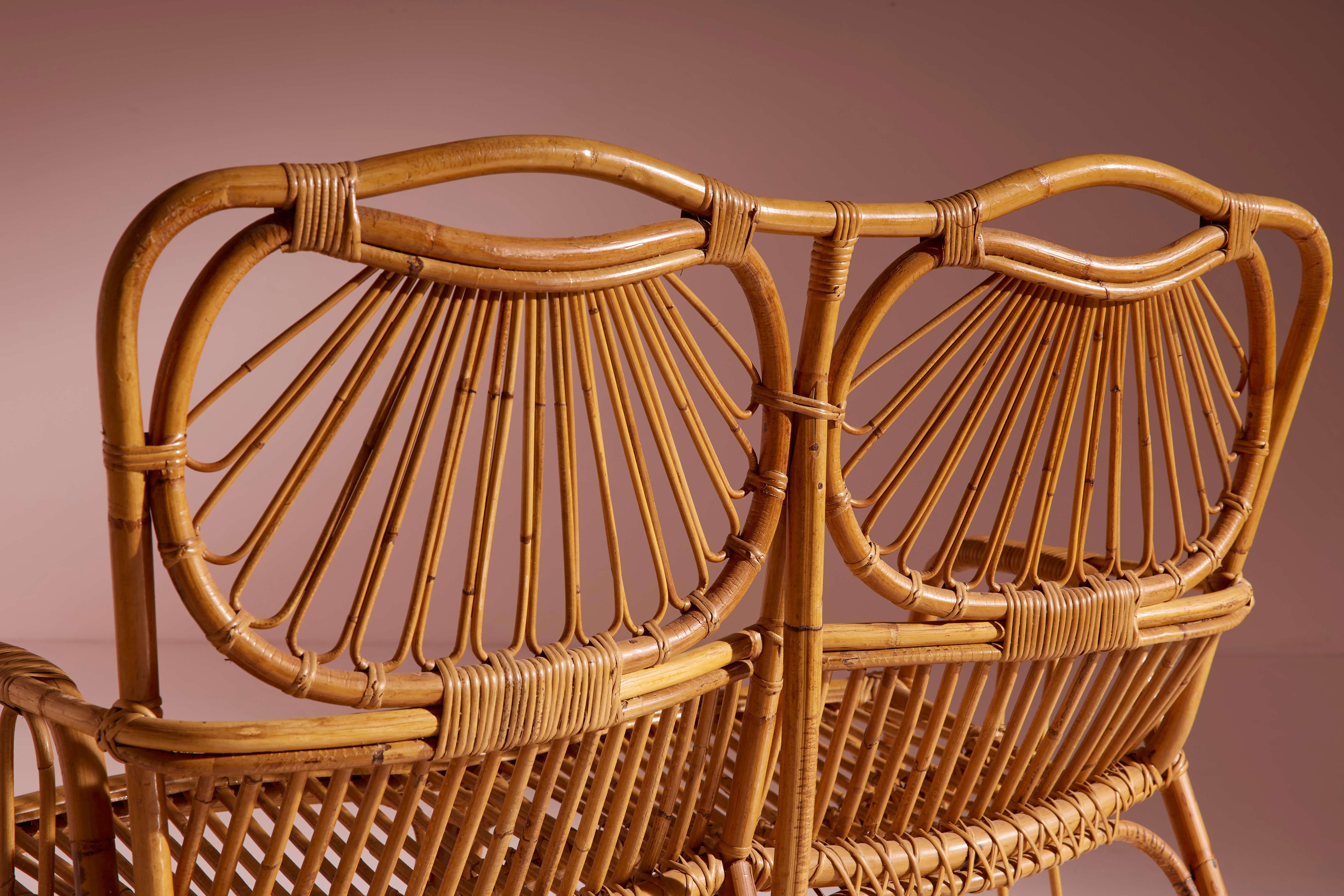 Bentwood Wicker and bamboo Garden or Living Room Set, Italian Manufacture, 1960s For Sale 12