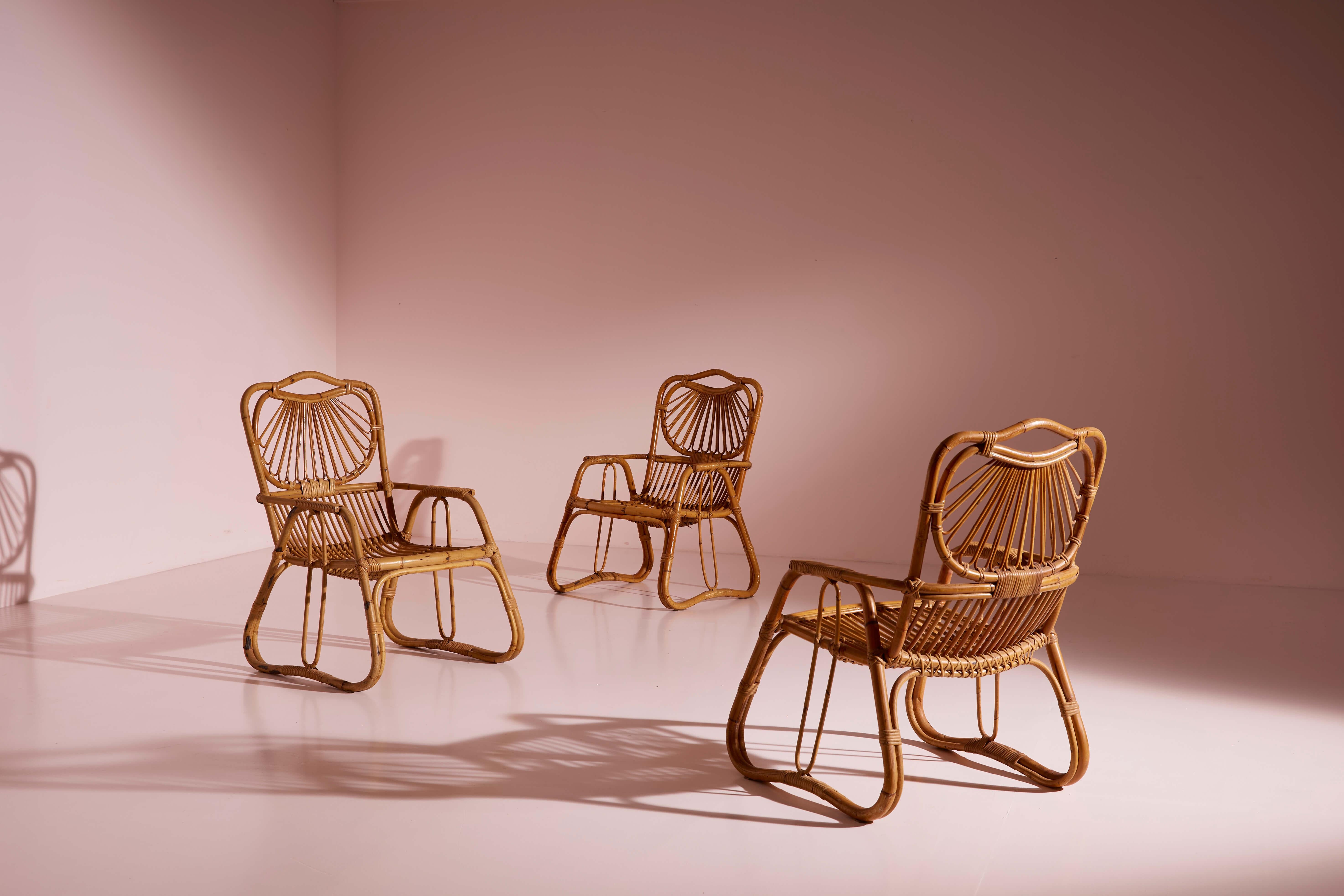 Mid-Century Modern Bentwood Wicker and bamboo Garden or Living Room Set, Italian Manufacture, 1960s For Sale