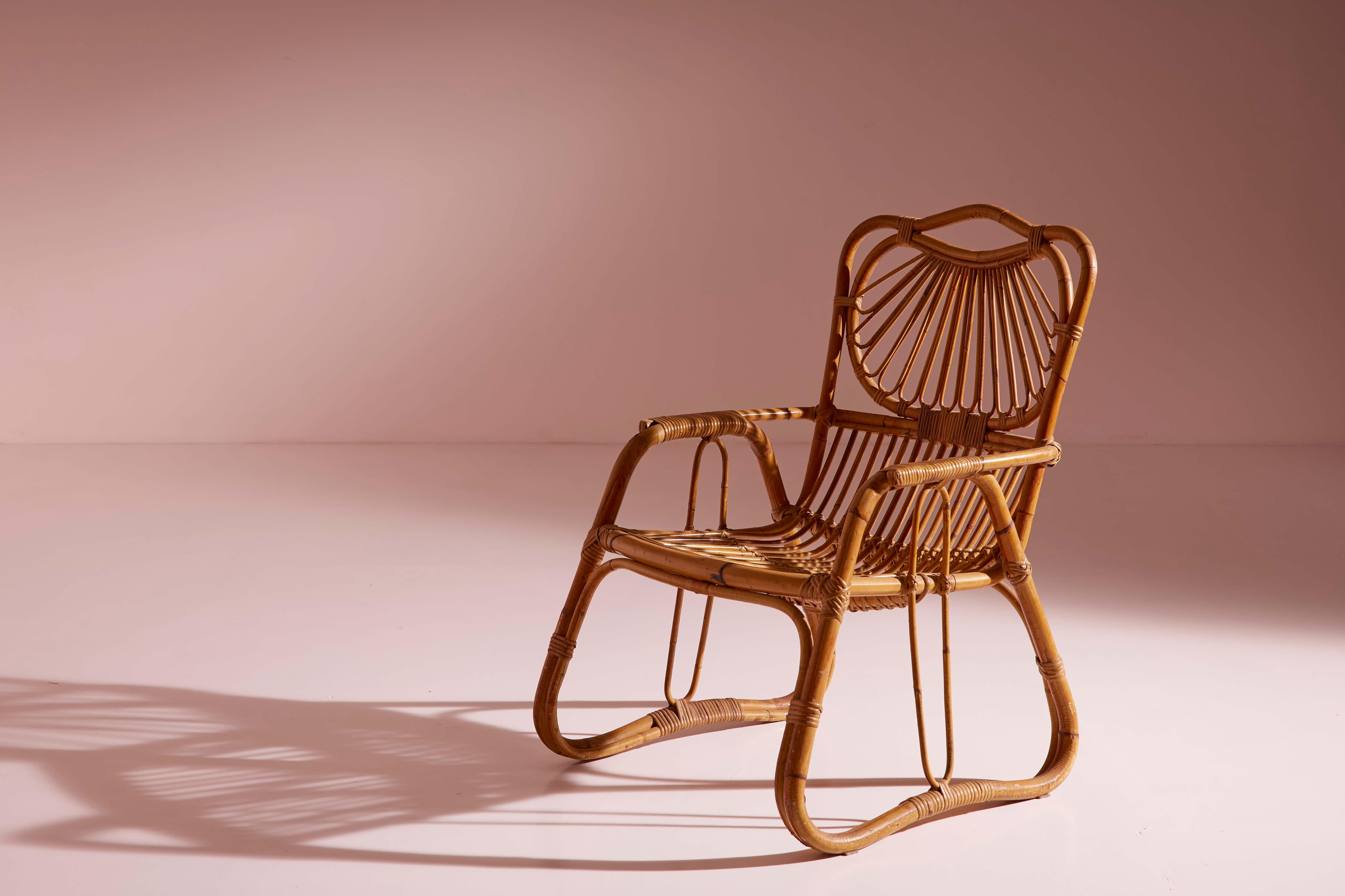 Mid-20th Century Bentwood Wicker and bamboo Garden or Living Room Set, Italian Manufacture, 1960s For Sale