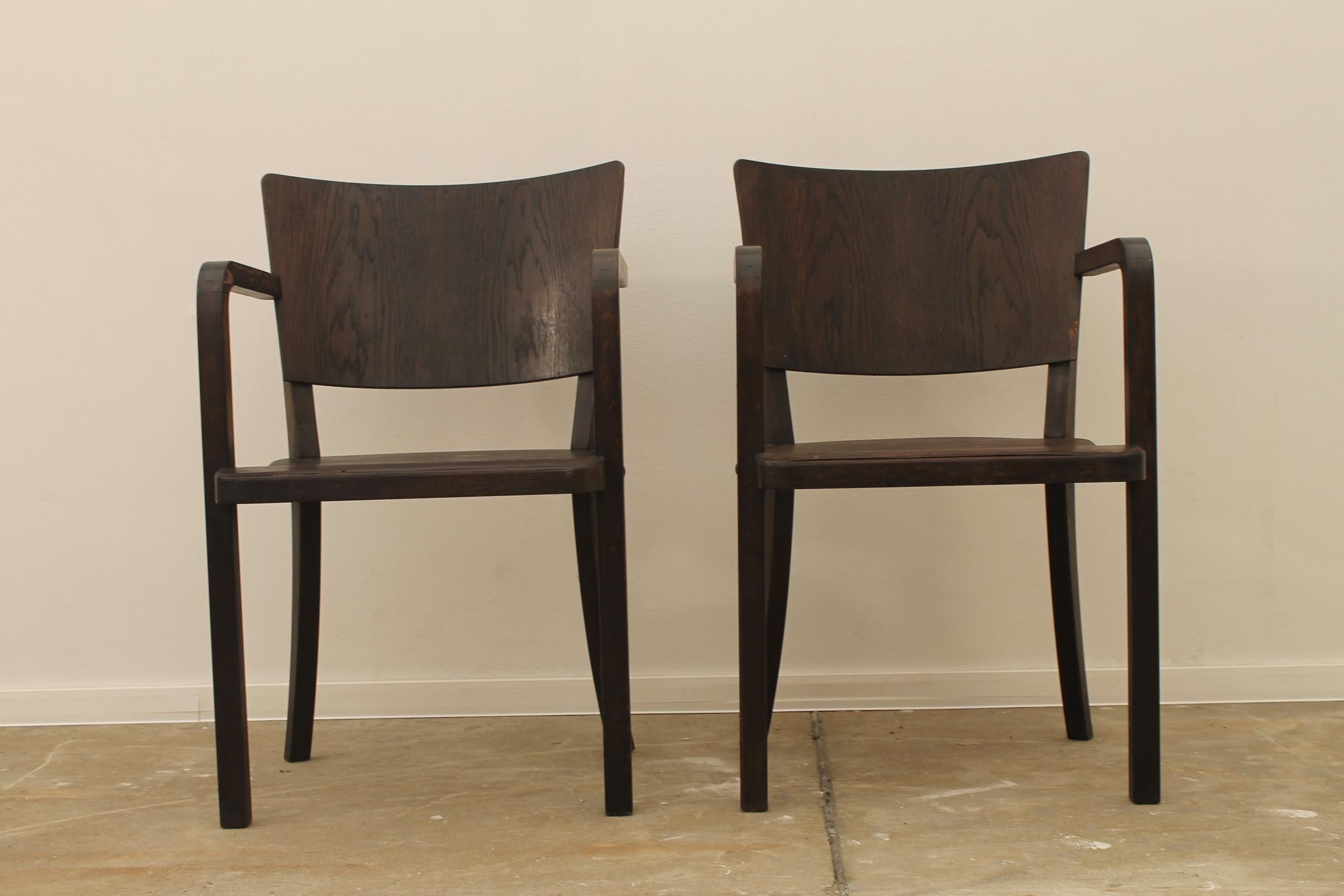 Poltrone da scrivania in legno curvato, 1950, Cecoslovacchia in vendita 4