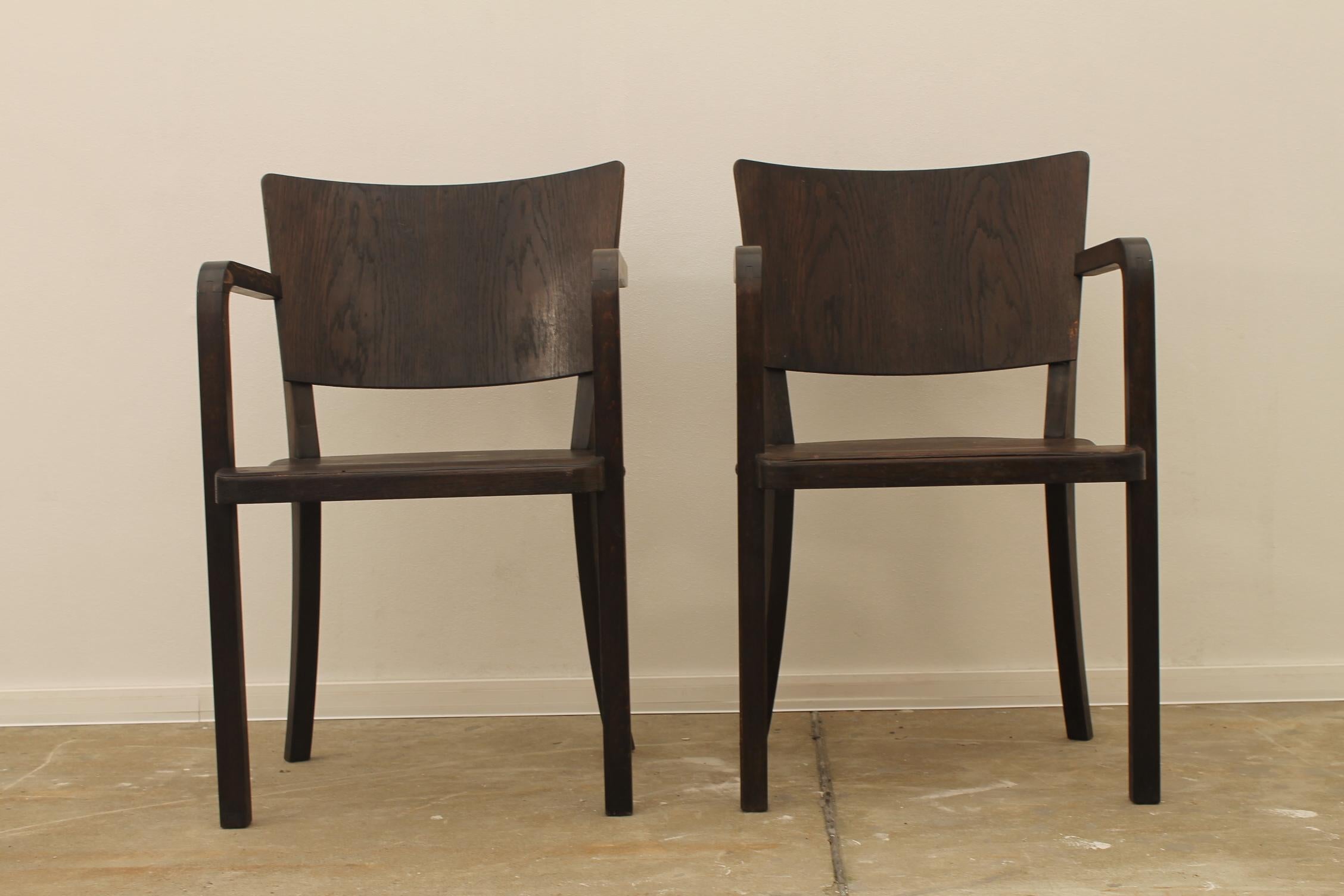 Bentwood Writing Desk Armchairs, 1950s, Czechoslovakia For Sale 4