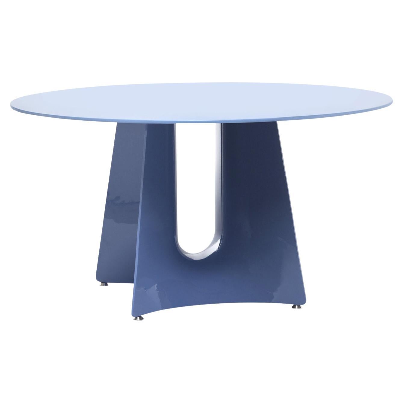 Table de salle à manger ronde Bentz bleue de Jeff Miller