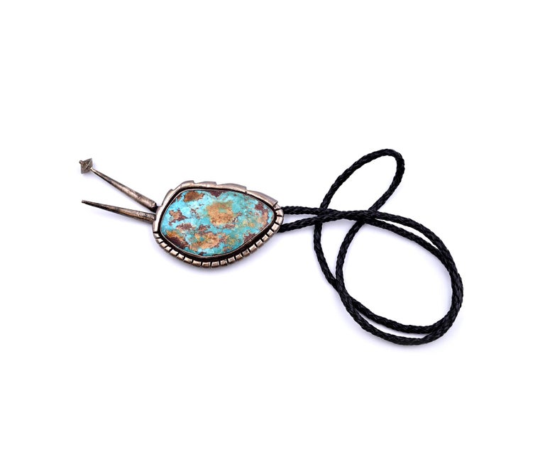 Beny Chapo Sterling Silver Royston Turquoise Navajo Bolo Tie In Excellent Condition For Sale In Scottsdale, AZ
