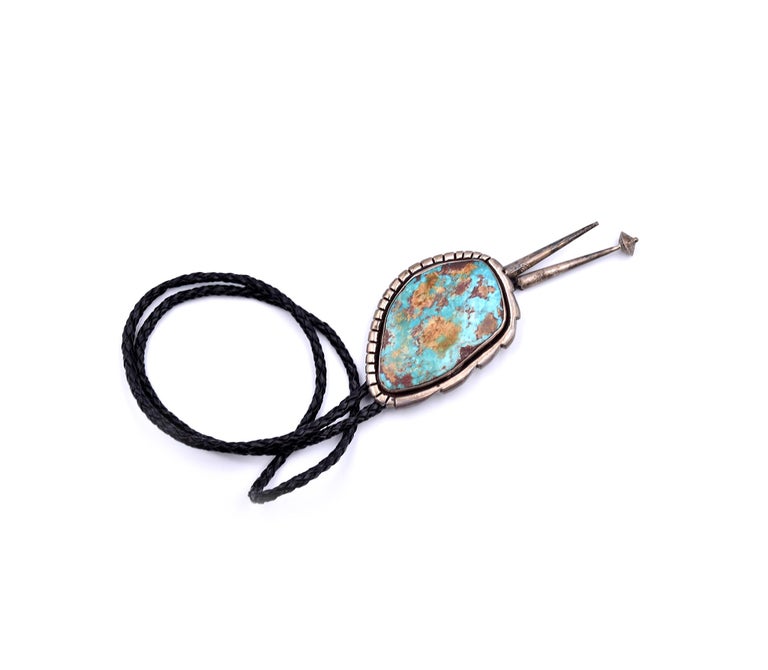 Women's or Men's Beny Chapo Sterling Silver Royston Turquoise Navajo Bolo Tie For Sale