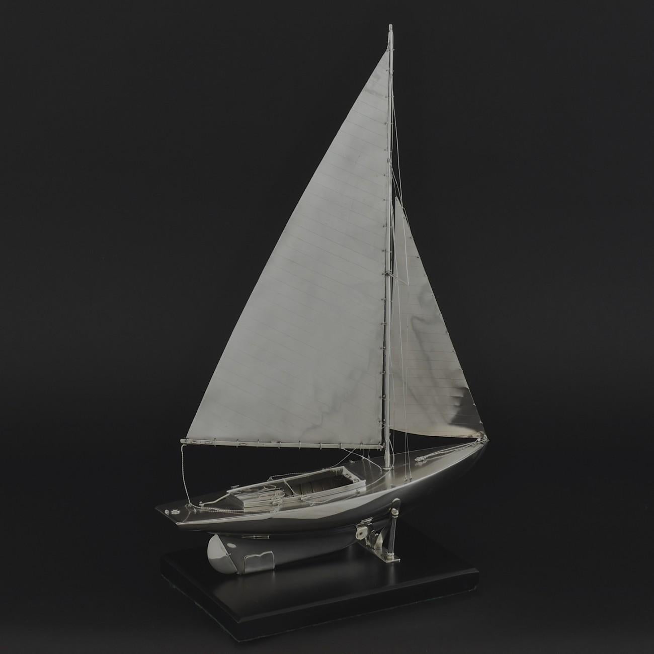 British Benzie's Sterling Silver Model Yacht, Hallmarked, 1935