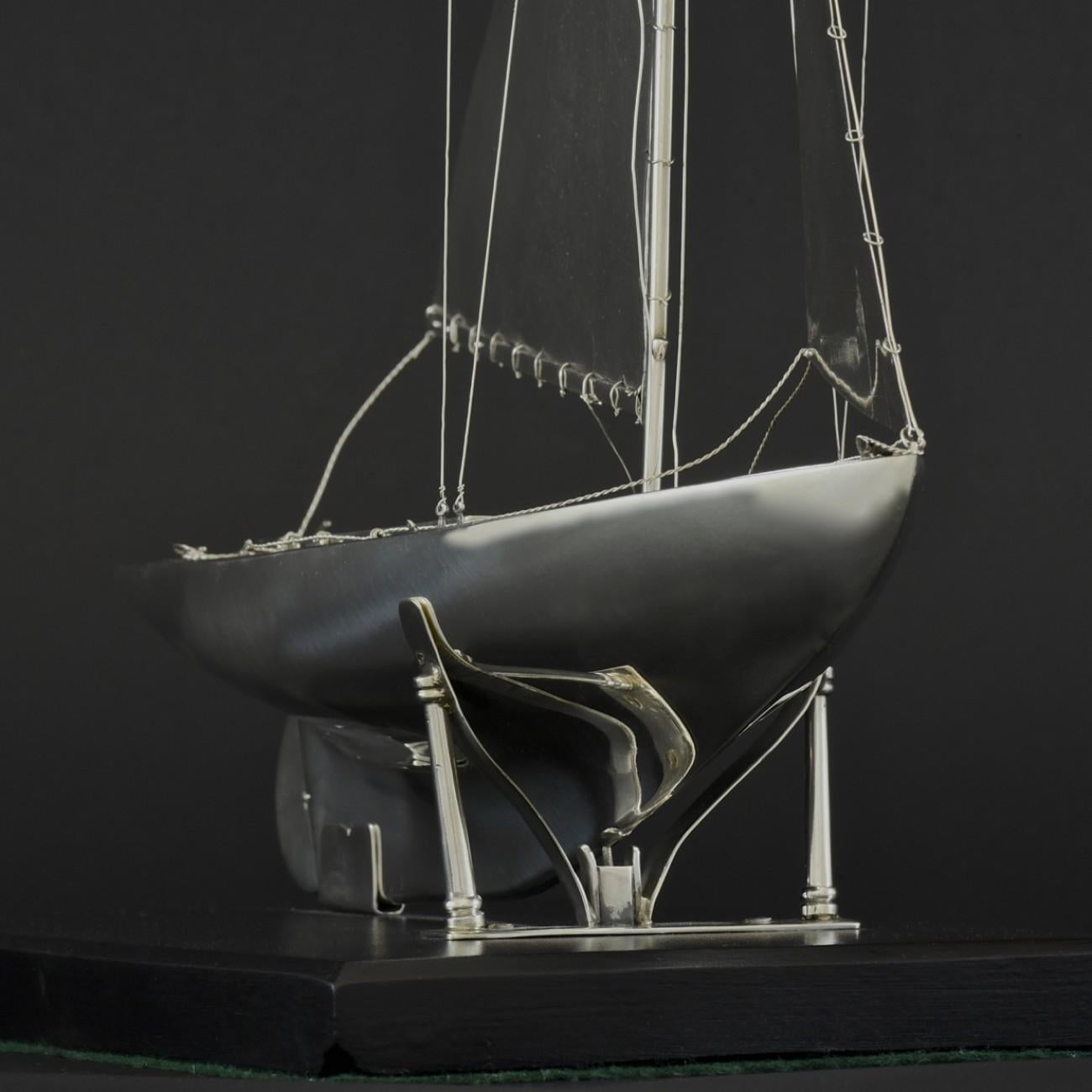 Mid-20th Century Benzie's Sterling Silver Model Yacht, Hallmarked, 1935