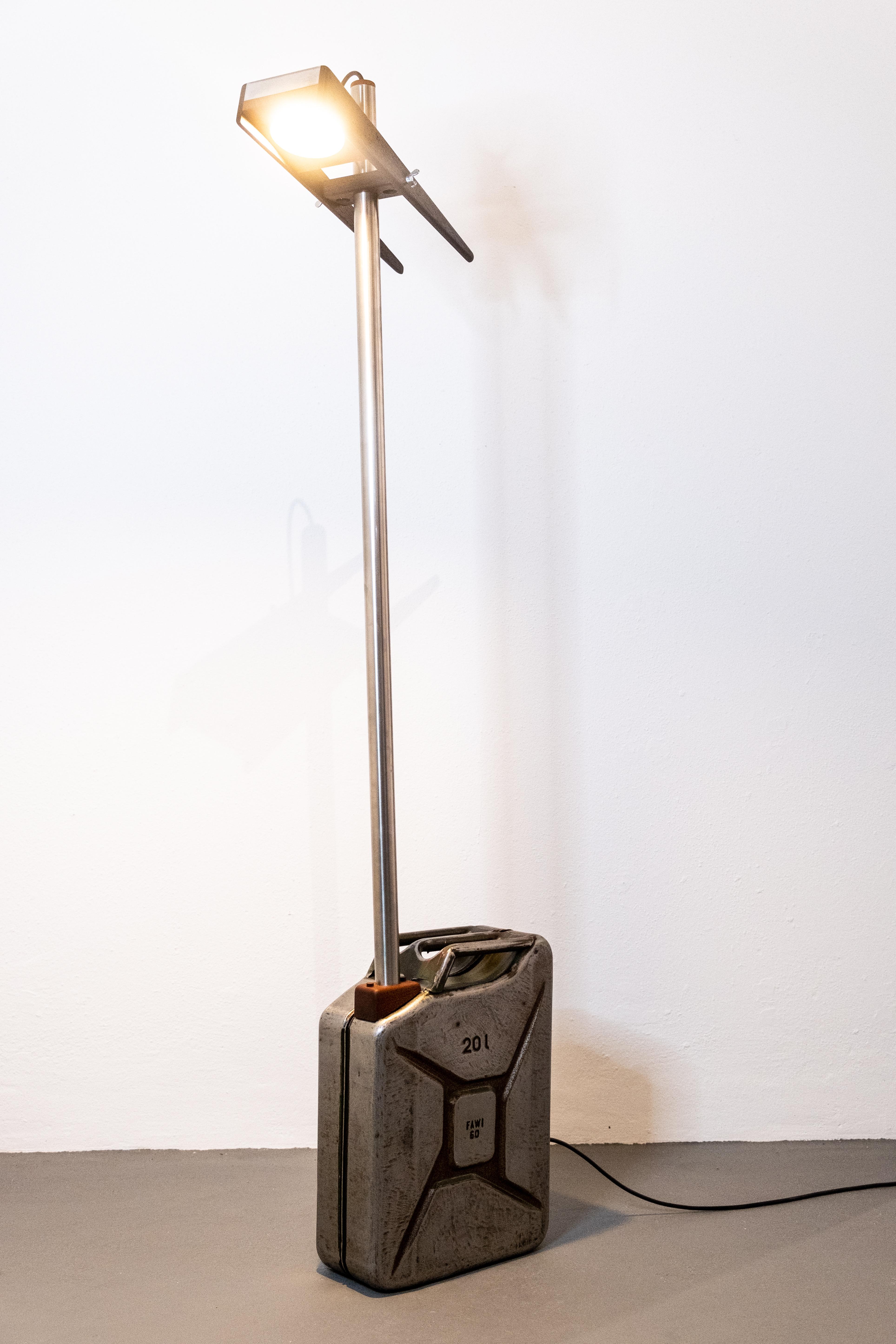 Benzina floor lamp by Caio Superchi
Dimensions: D 48 x W 16 x H 170 cm 
Materials: Wood, Metal
Signed and numbered piece.

All our lamps can be wired according to each country. If sold to the USA it will be wired for the USA for