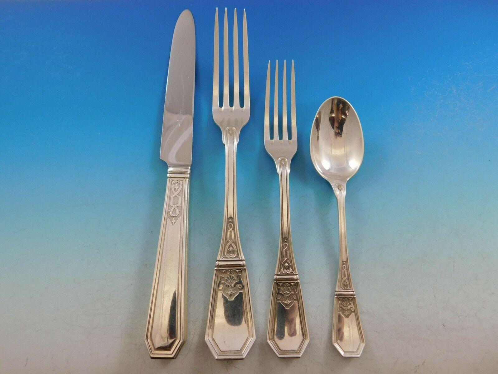 Berain by Tetard Freres Sterling Silver Flatware Set Service French 40 Pc Dinner In Excellent Condition In Big Bend, WI