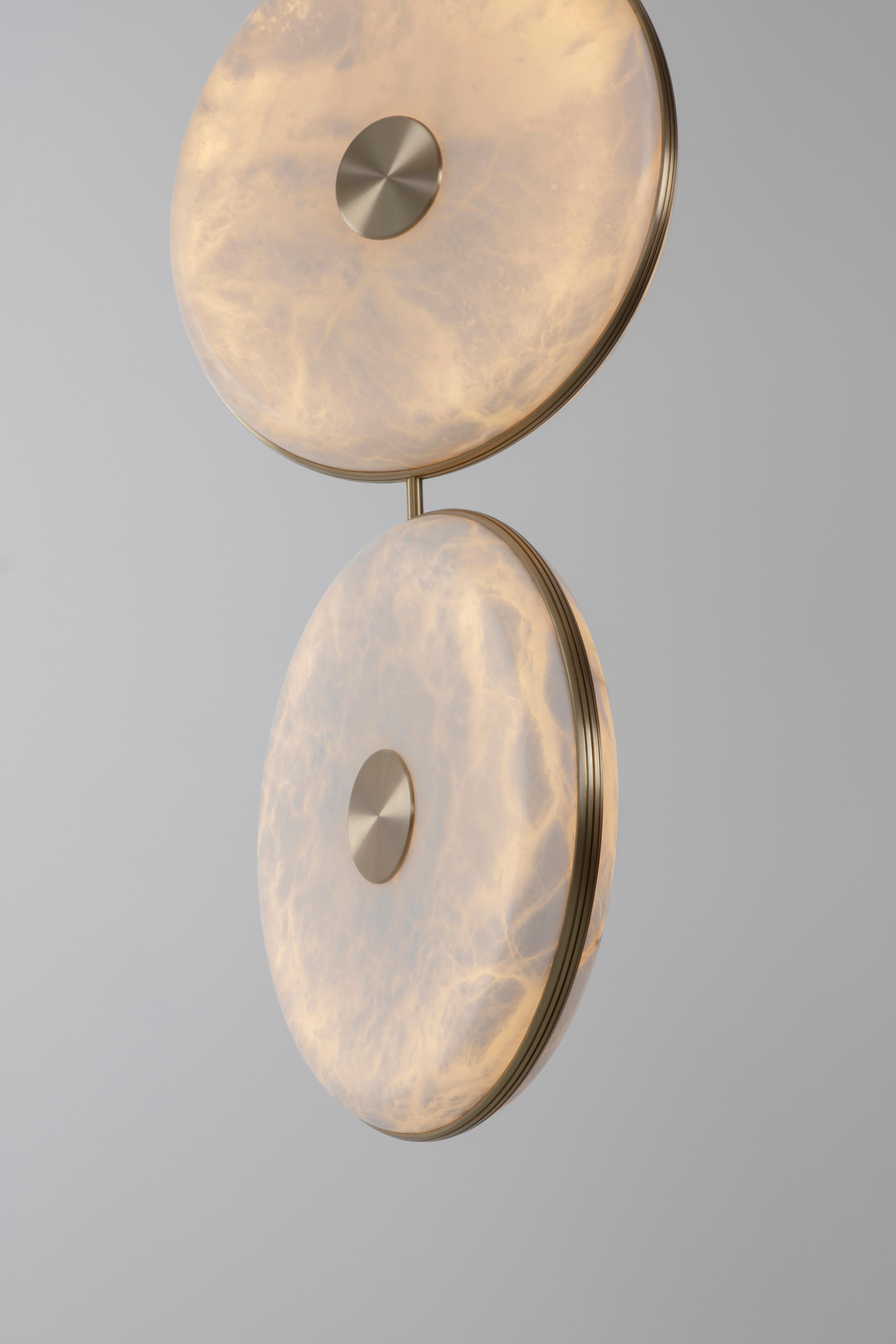 Post-Modern Beran Antique Brass Large Drop 3 Chandelier by Bert Frank For Sale