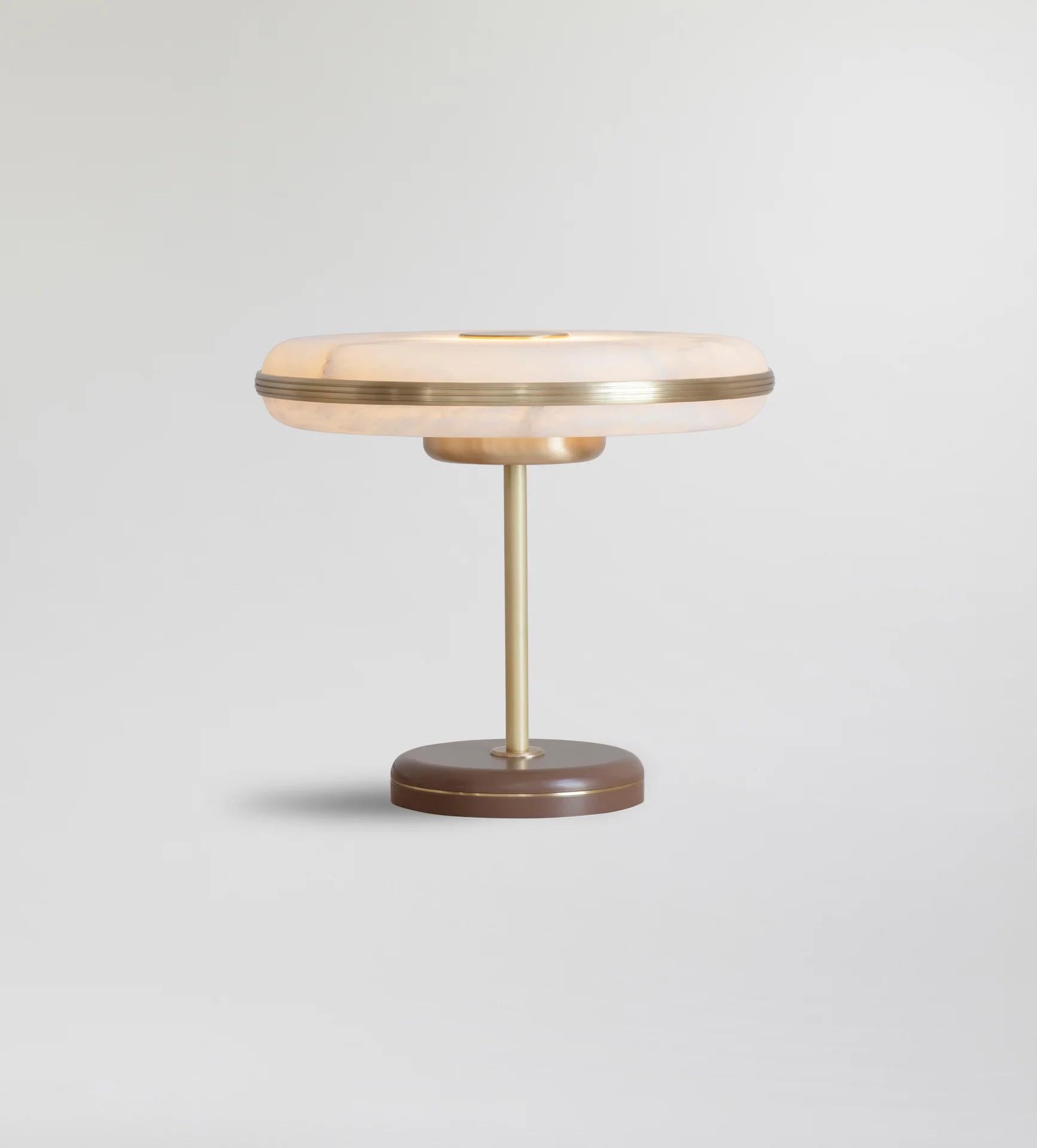 Beran Brushed Brass Large Table Lamp by Bert Frank
Dimensions: Ø 36 x H 32 cm.
Materials: Brass and alabaster.
Base finish: Hazel.

Available in two different sizes. Available in different finishes and materials. Please contact us. 

The natural