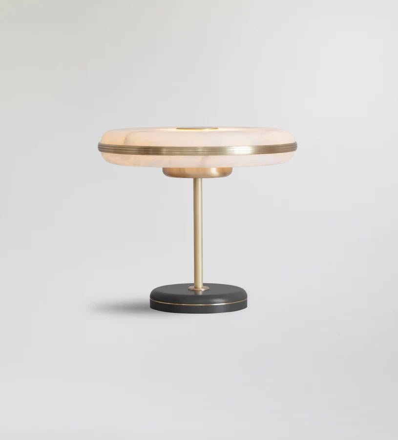 Beran Brushed Brass Large Table Lamp by Bert Frank
Dimensions: Ø 36 x H 32 cm.
Materials: Brass and alabaster.
Base finish: Satin black.

Available in two different sizes. Available in different finishes and materials. Please contact us. 

The