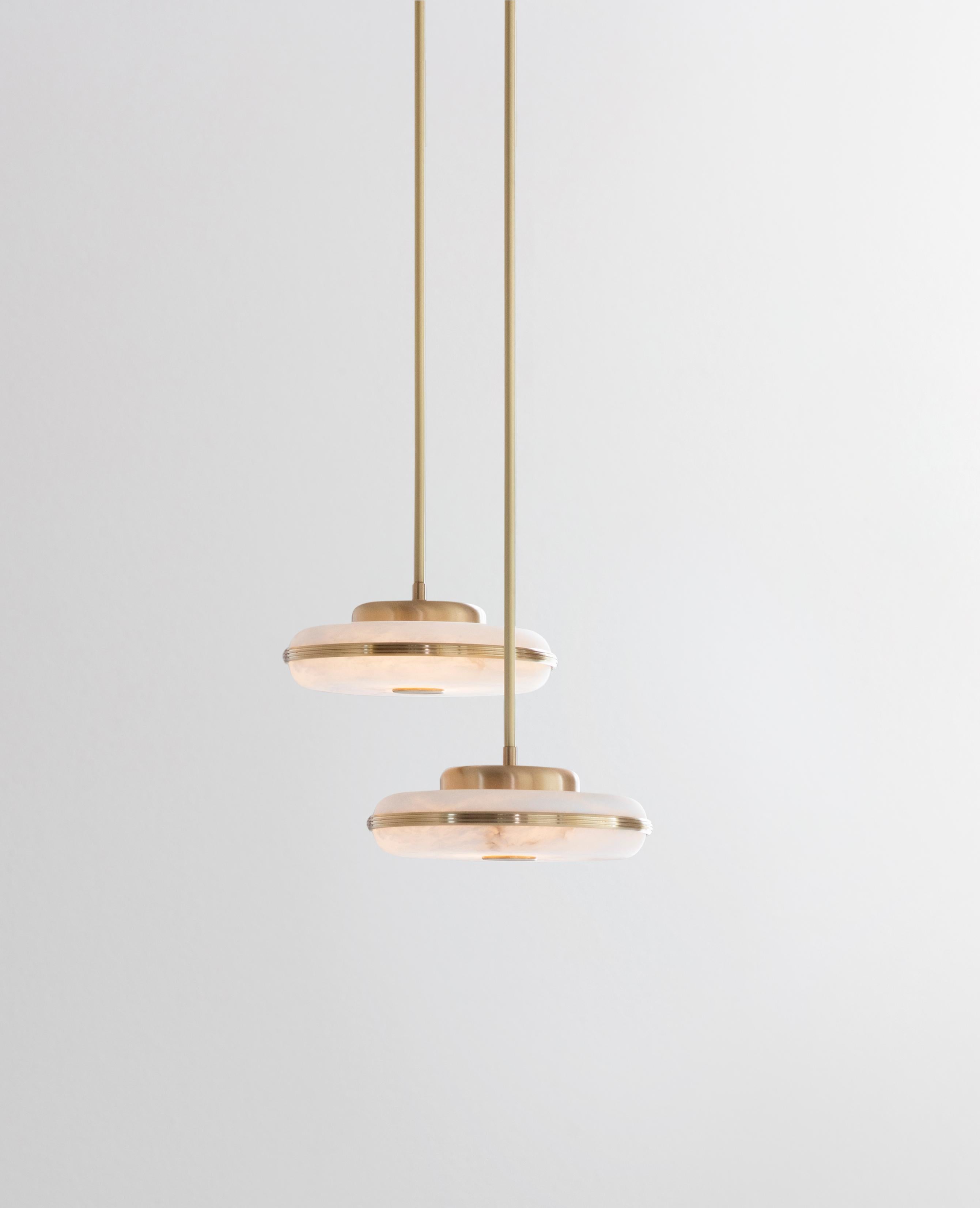 Post-Modern Beran Brushed Brass Small Pendant Lamp by Bert Frank For Sale
