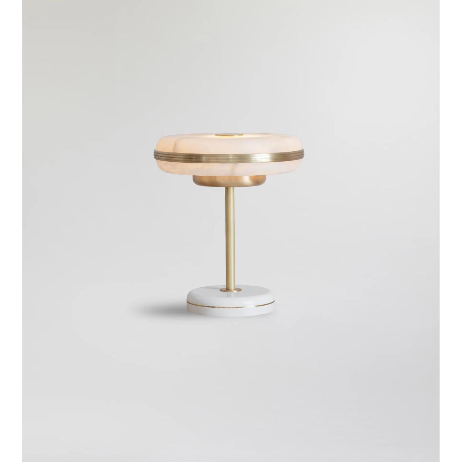 Beran Brushed Brass Small Table Lamp by Bert Frank
Dimensions: Ø 26 x H 28 cm.
Materials: Brass and alabaster.
Base finish: Satin white.

Available in two different sizes. Available in different finishes and materials. Please contact us. 

The
