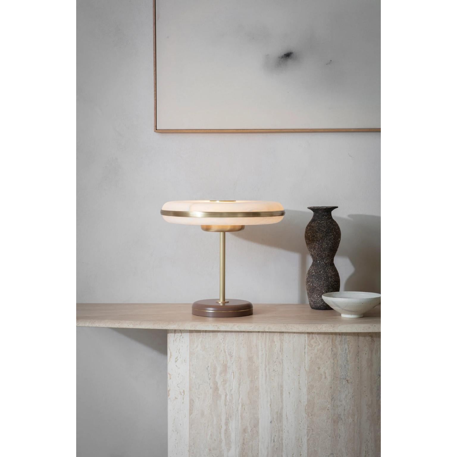 British Beran Brushed Brass Small Table Lamp by Bert Frank For Sale