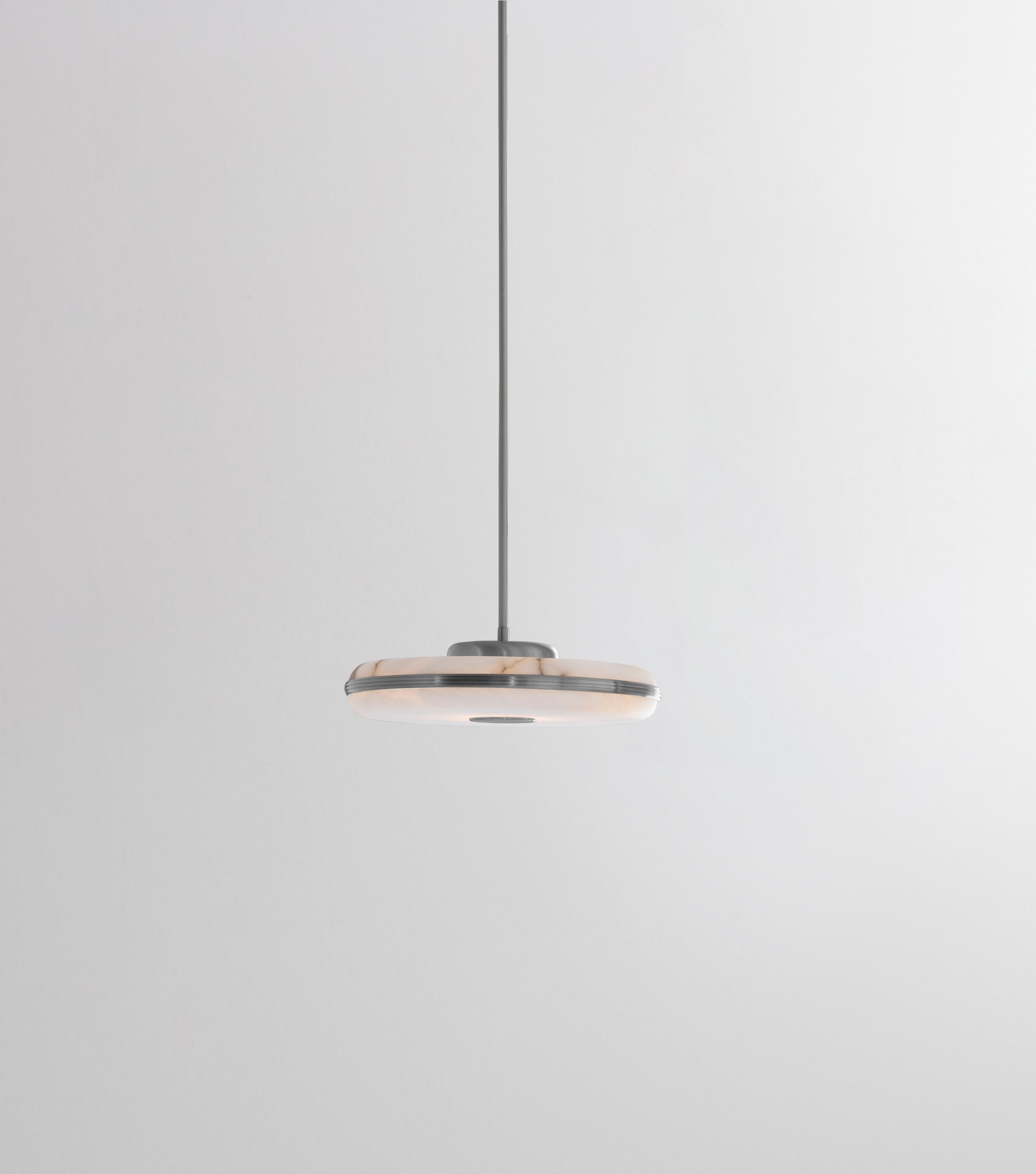 Post-Modern Beran Satin Nickel Large Pendant Lamp by Bert Frank For Sale