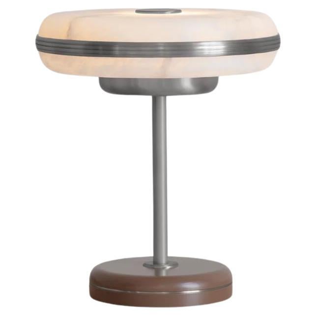 Beran Satin Nickel Small Table Lamp by Bert Frank For Sale