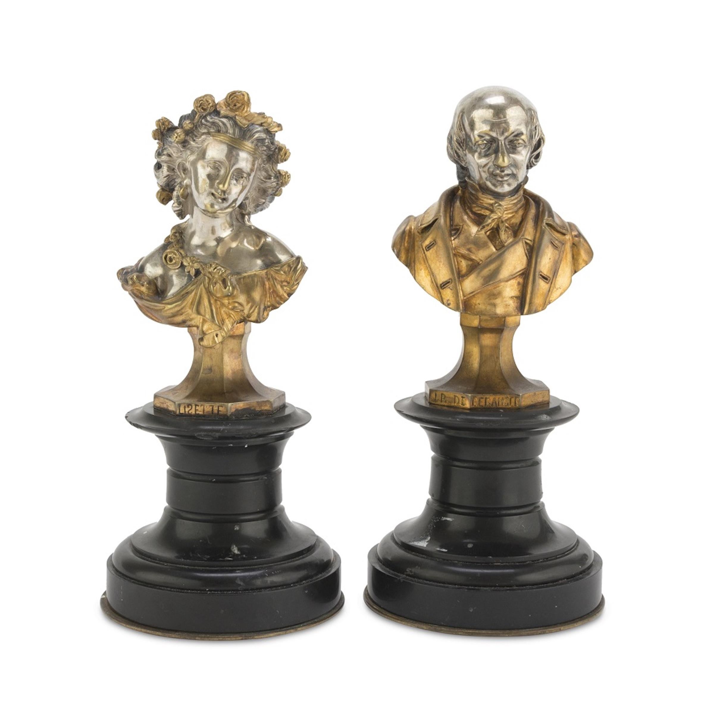 Beranger and Lisette Busts by Anonymous French School, 19th Century In Fair Condition In Roma, IT