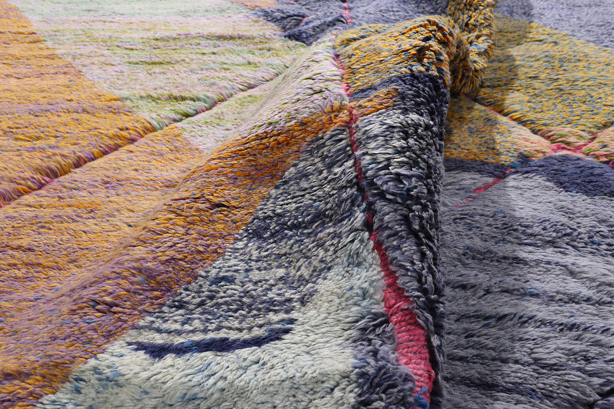 New Modern Abstract Berber Blue Beni Mrirt Moroccan Rug with Expressionist Style For Sale 2