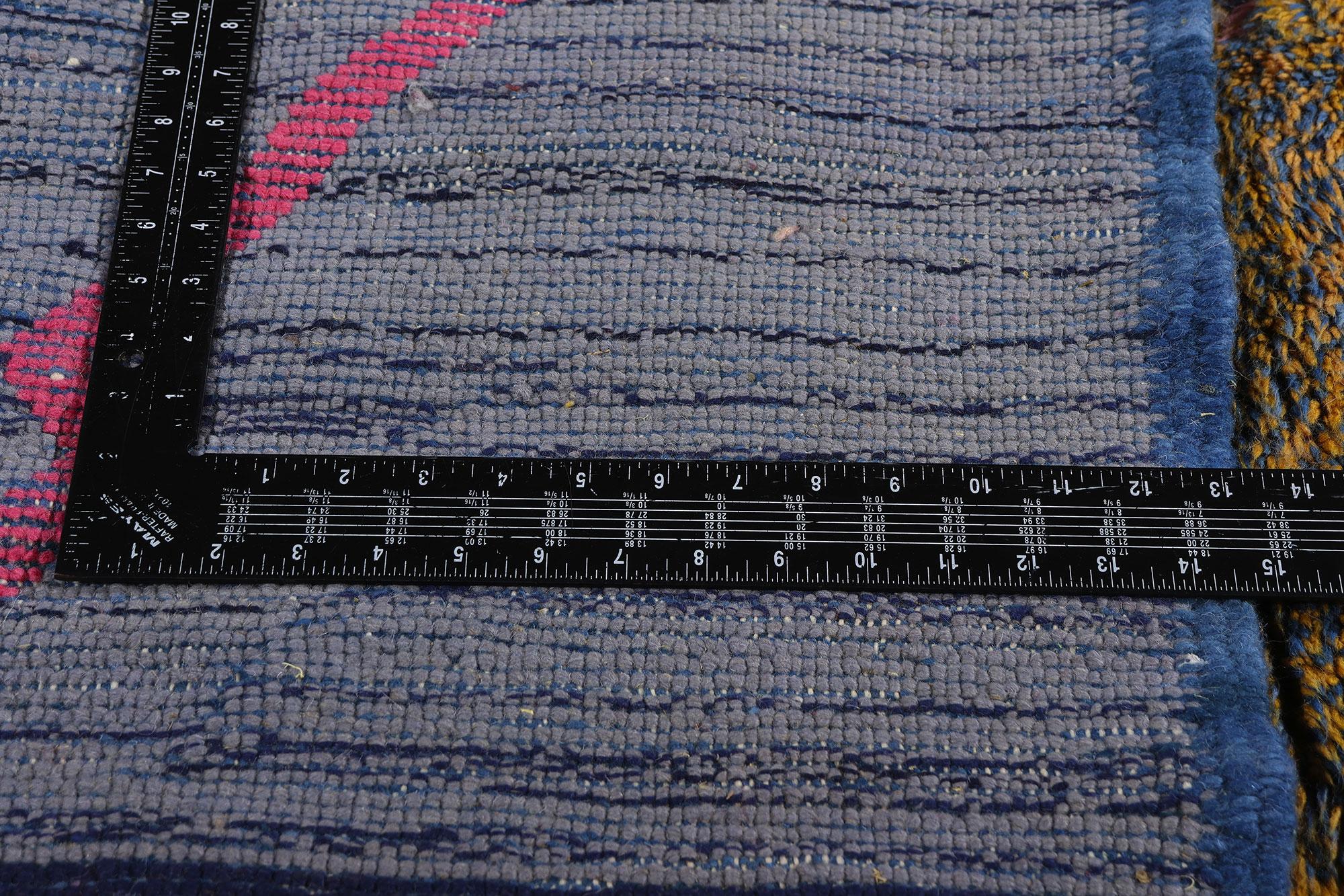 New Modern Abstract Berber Blue Beni Mrirt Moroccan Rug with Expressionist Style For Sale 3