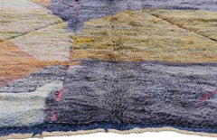 New Modern Abstrakt Berber Blau Beni Mrirt Marokkanischer Teppich mit Expressionist Stil