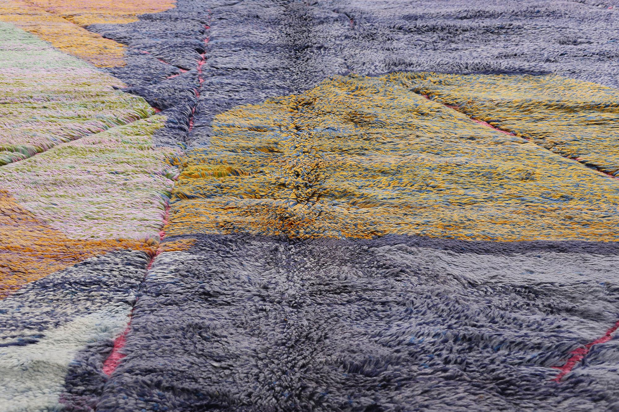 Contemporary New Modern Abstract Berber Blue Beni Mrirt Moroccan Rug with Expressionist Style For Sale