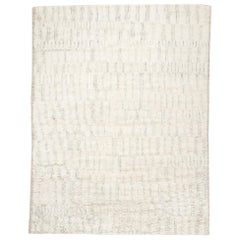 Contemporary Berber Bohemian Low-Pile Wool Shag Hand knotted Cream Rug
