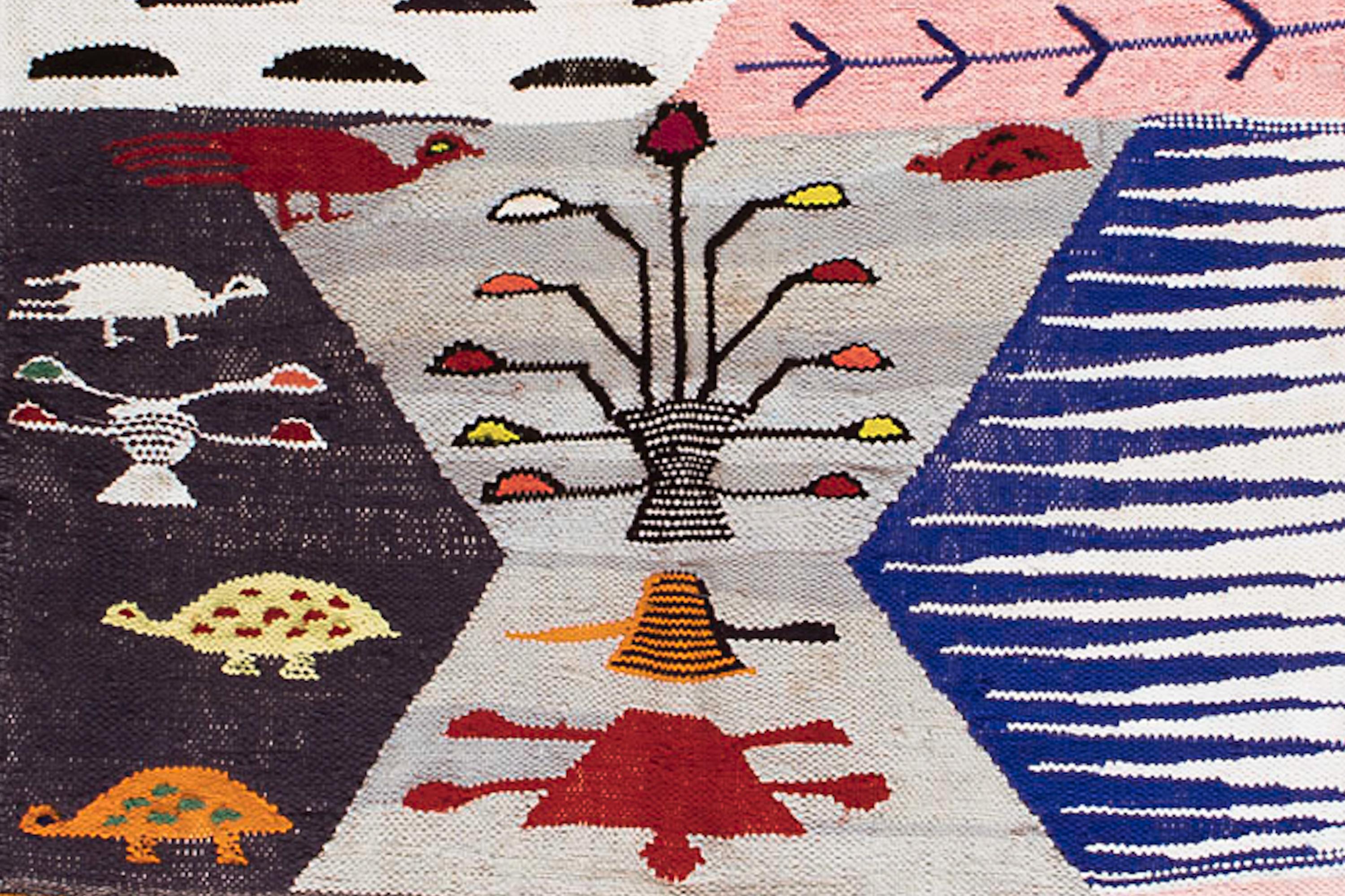 Berber Boucharouite rug, Moroccan Bohemian Recycled Rug, In Stock In New Condition In Marrakech, MA