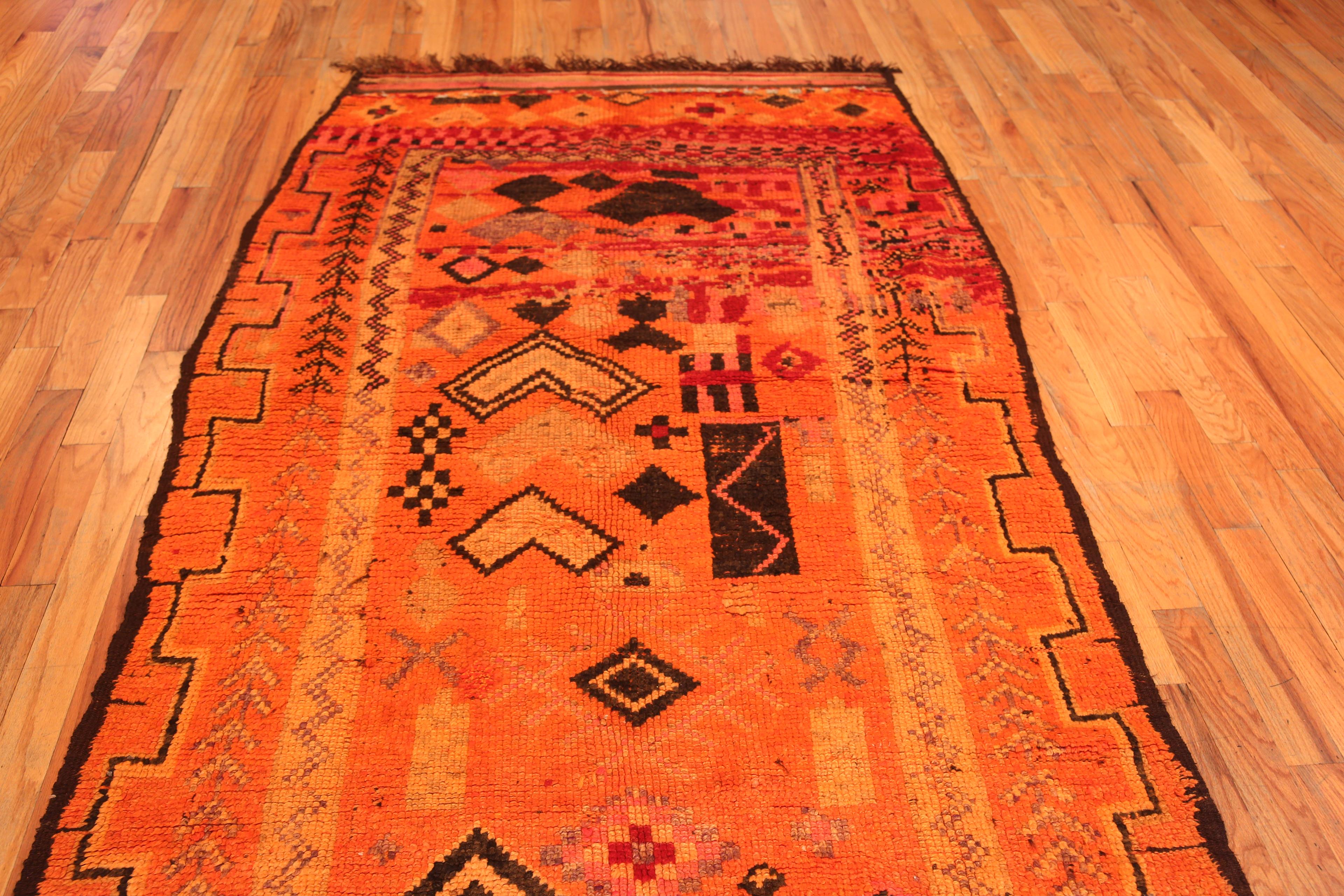 Tribal Berber Design Vintage Moroccan Gallery Size Rug 5' x 12' For Sale