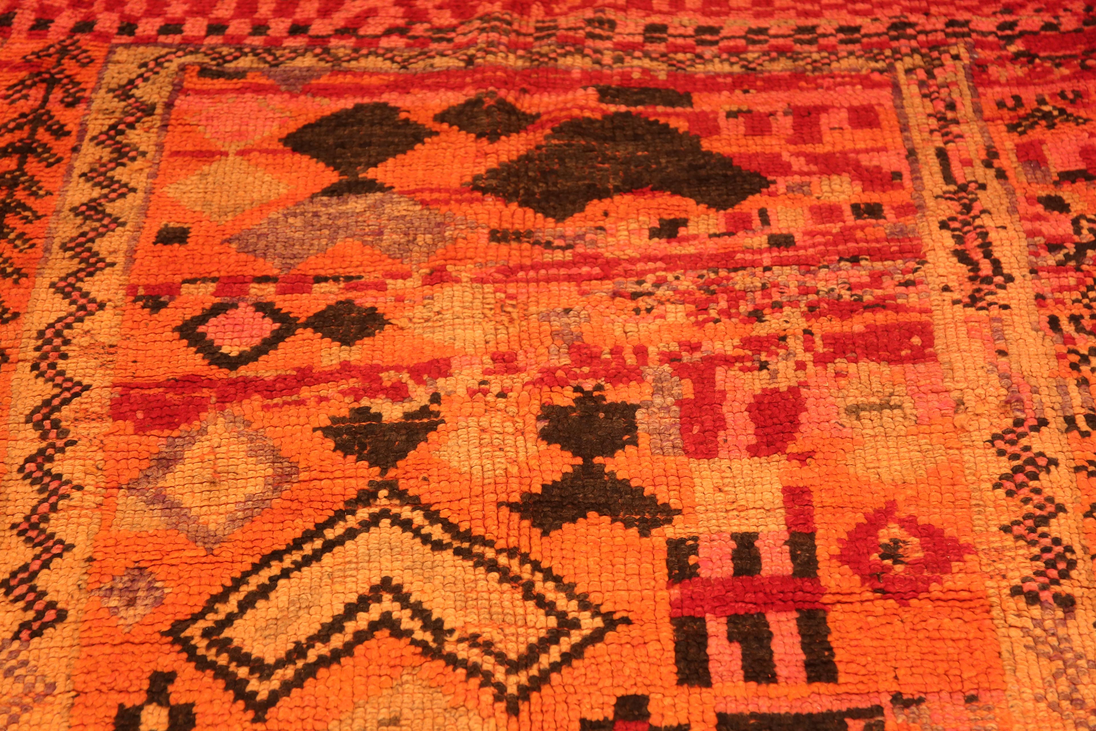 Hand-Knotted Berber Design Vintage Moroccan Gallery Size Rug 5' x 12' For Sale