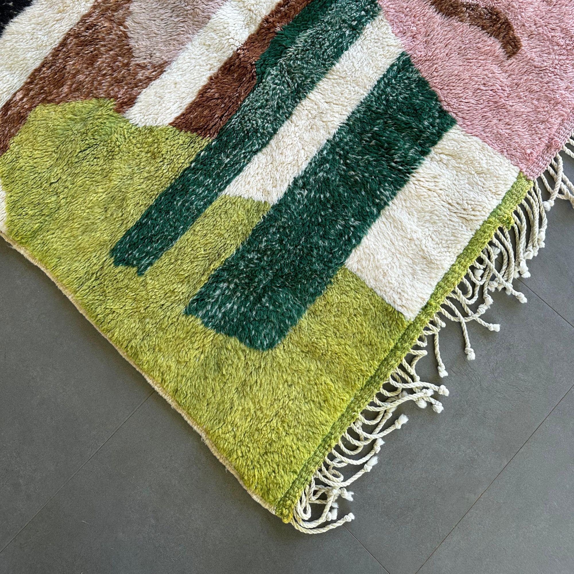 Hand-Knotted Moroccan Rug Berber Harmony , 4.9x8.2 FT Handmade Berber Rug, In Stock For Sale
