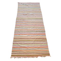 Berber Large 1970s Stripped Rug Handmade Vintage Boho North African