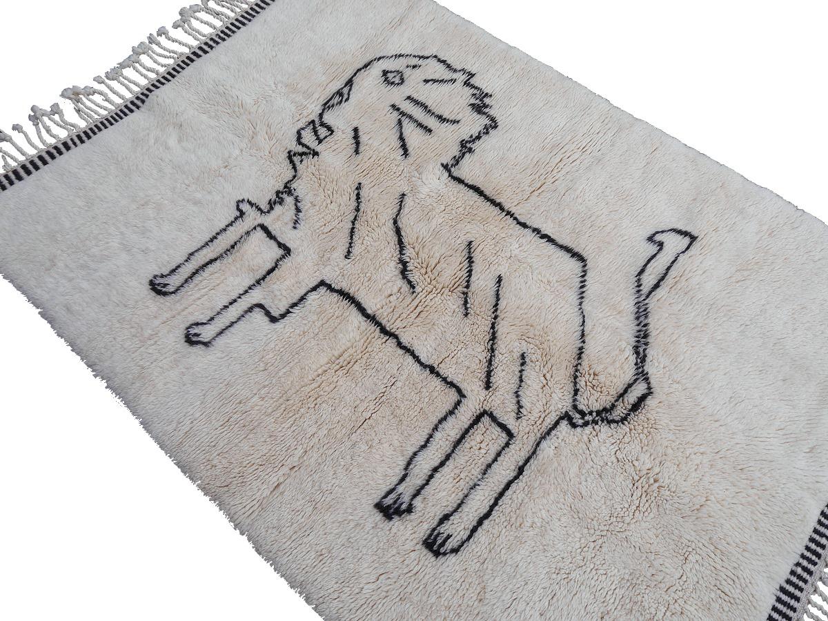 Hand-Knotted Berber Lion Rug North African Moroccan Tribal Carpet Hand Knotted Wool For Sale