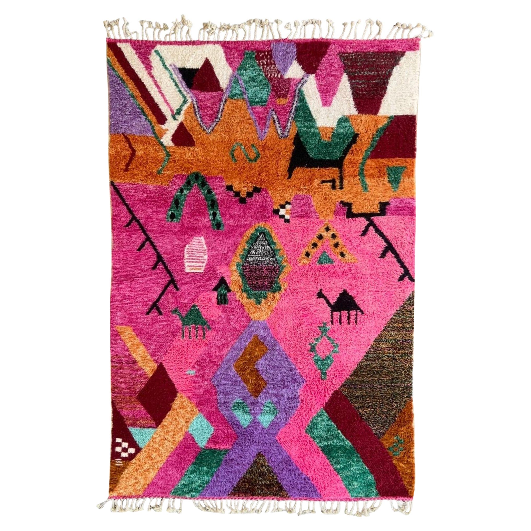 Berber Moroccan Rug 6.5x10 FT, Vibrant Pink Moroccan Tribal Rug, In Stock