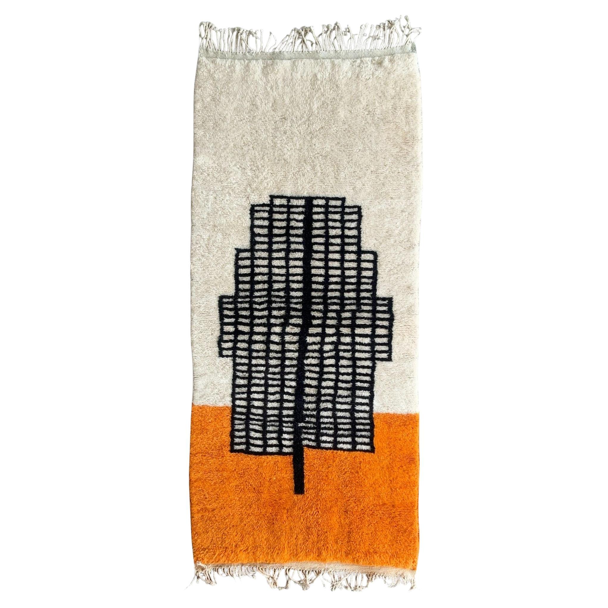 Berber Moroccan Rug Runner, 3x8 FT, Handwoven Tribal Berber Rug Design