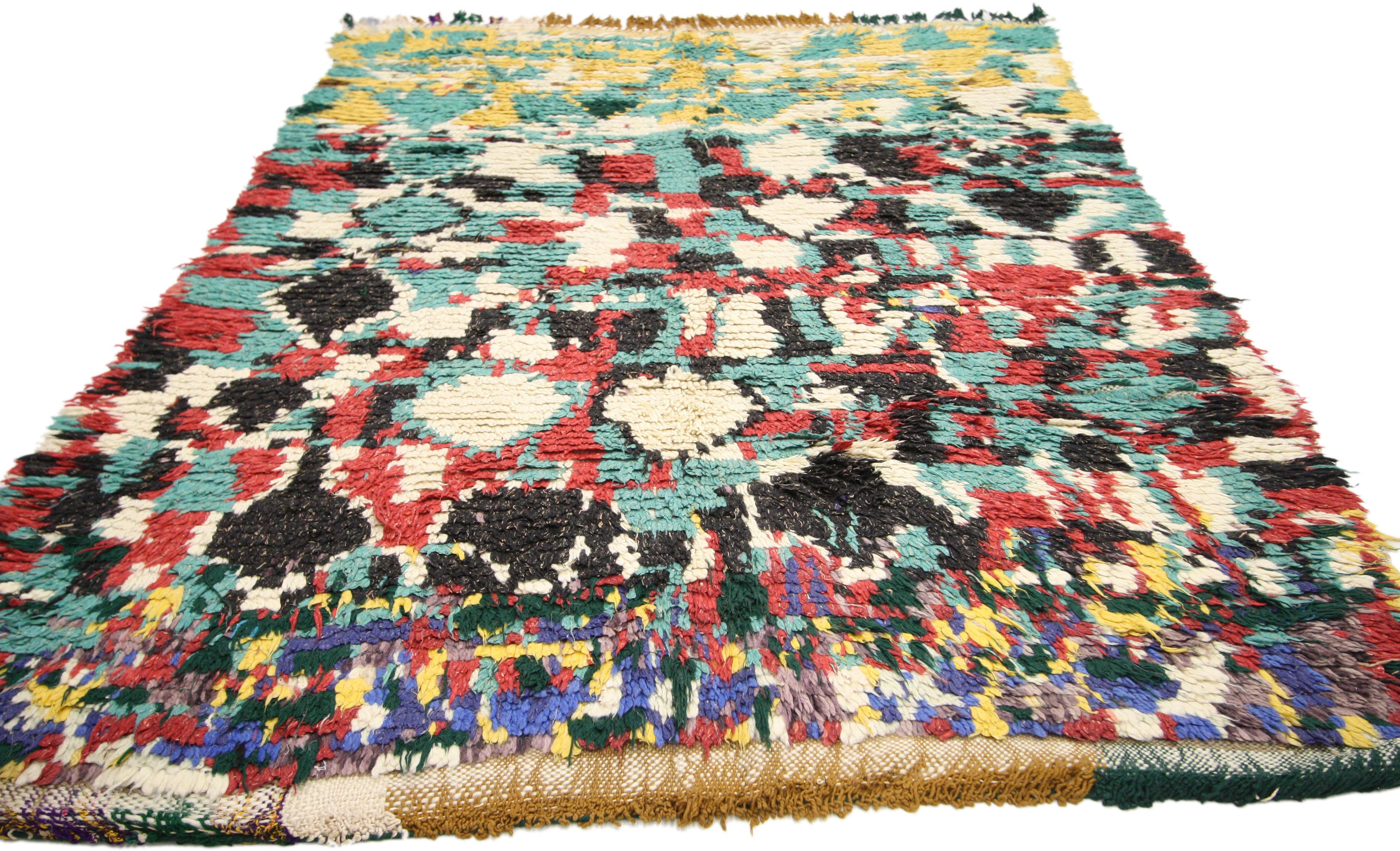 Post-Modern Vintage Berber Moroccan Azilal Rug with Contemporary Abstract Style For Sale