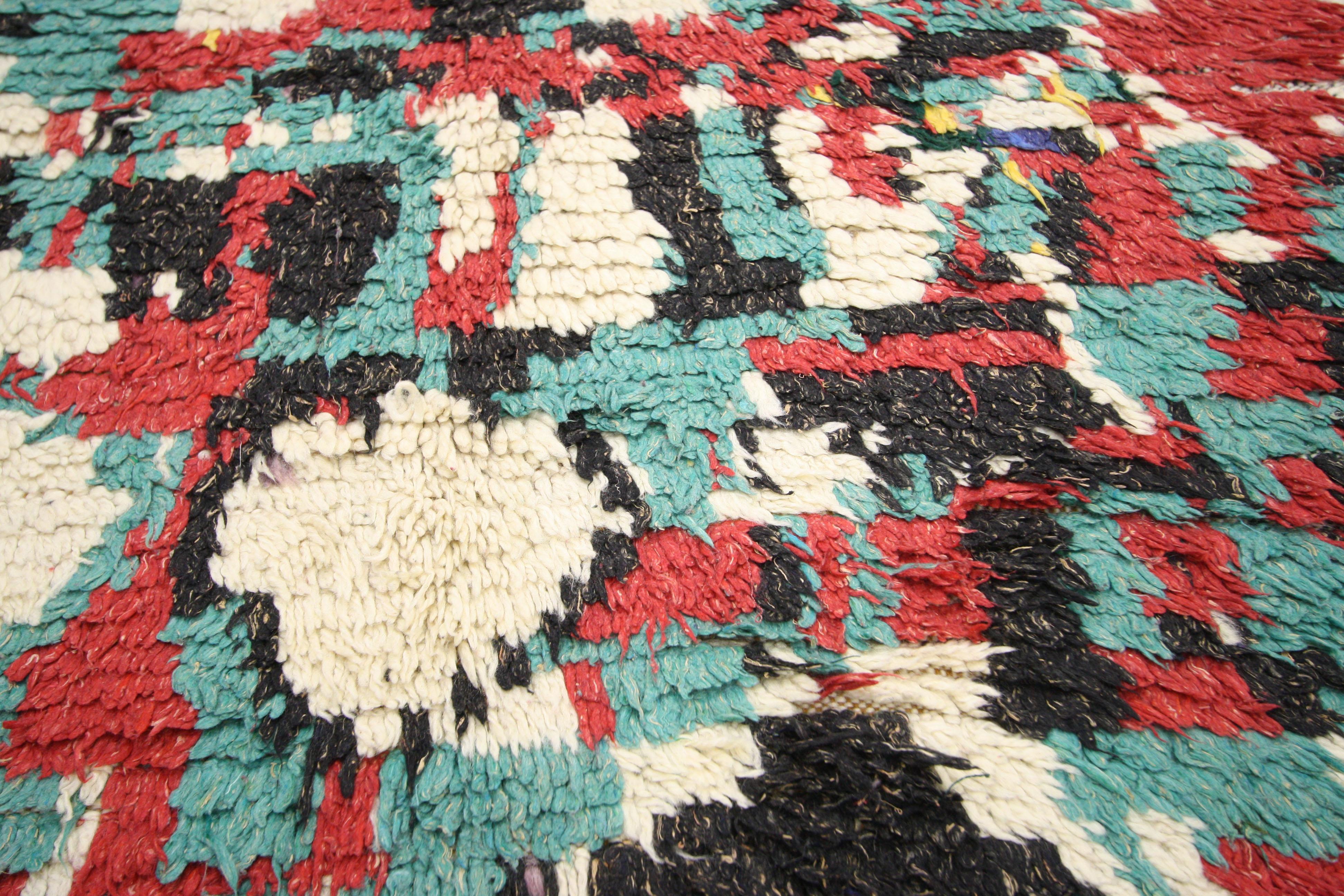 Hand-Knotted Vintage Berber Moroccan Azilal Rug with Contemporary Abstract Style For Sale