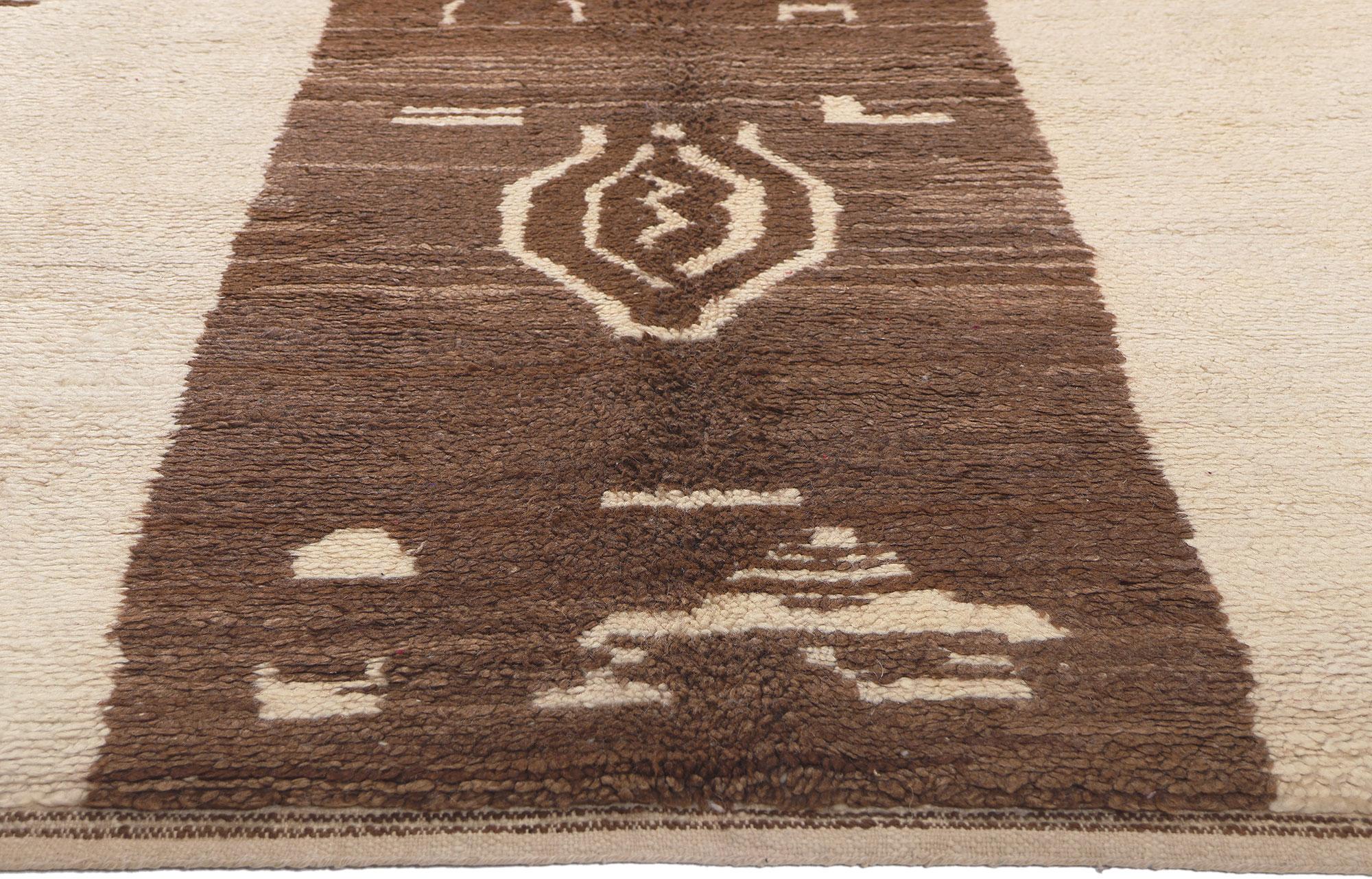 Mid-Century Modern Vintage Neutral Moroccan Rug, Midcentury Modern Meets Wabi-Sabi For Sale