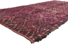 Vintage Purple Beni MGuild Moroccan Rug, Boho Chic Meets Tribal Enchantment