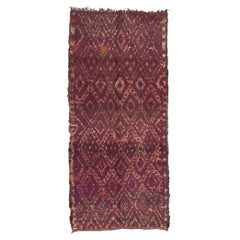 Vintage Purple Beni MGuild Moroccan Rug, Boho Chic Meets Tribal Enchantment