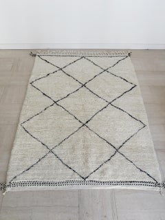 Berber Nord Africa Black & White Wool Carpert Rug 2000s