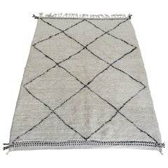 Berber Nord Africa Black & White Wool Carpert Rug 2000s