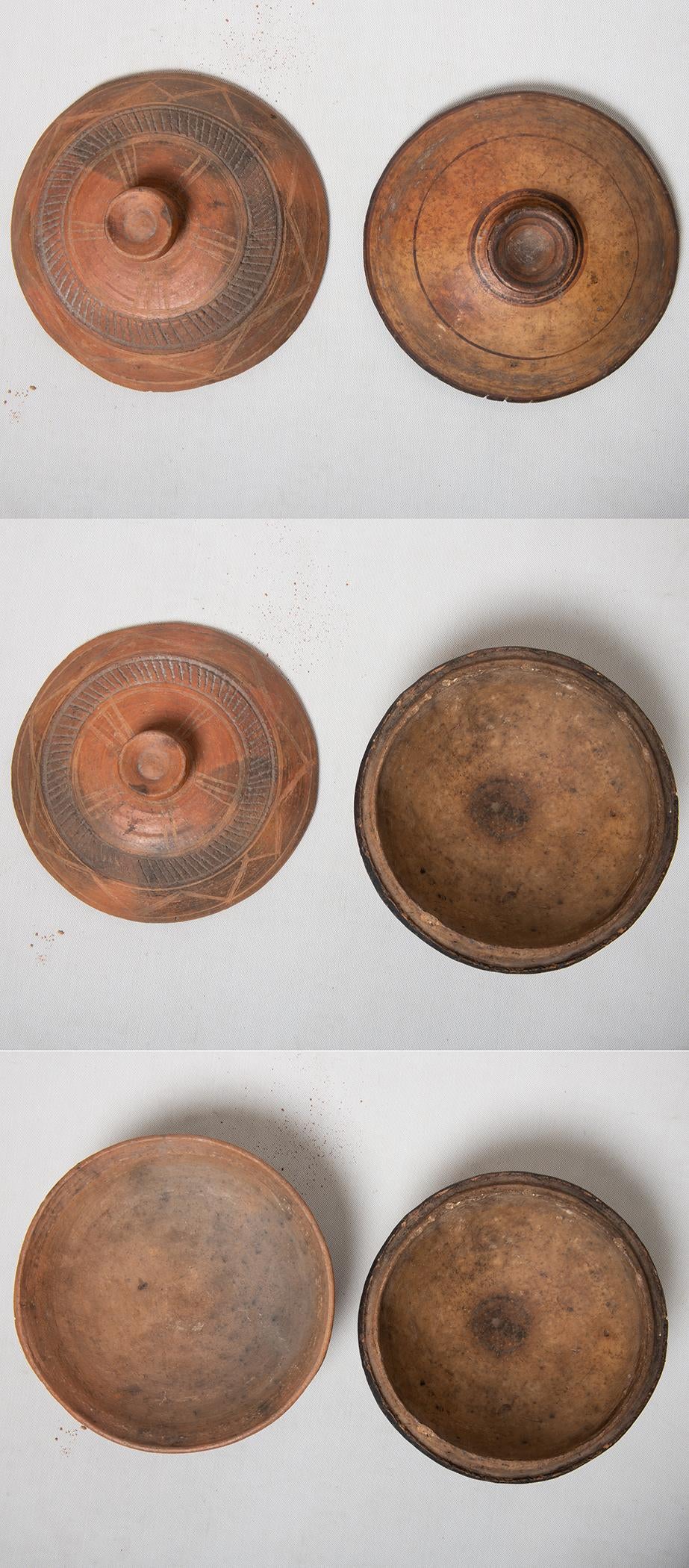 Berber Old Earthenware Bowls and Lids from Morocco For Sale 5