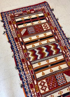 Lana intrecciata a mano marocchina Boho Chic  Tappeto rettangolare con design astratto