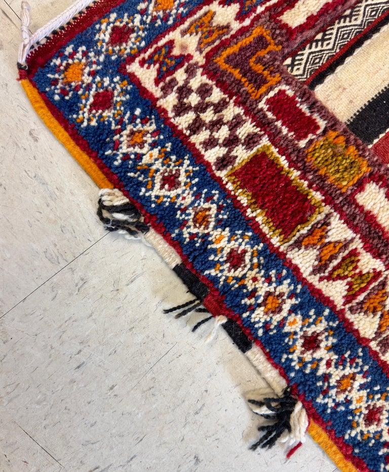 Boho Chic Lana Marroquí Tejida a Mano  Alfombra rectangular con diseño abstracto Tejido a mano en venta