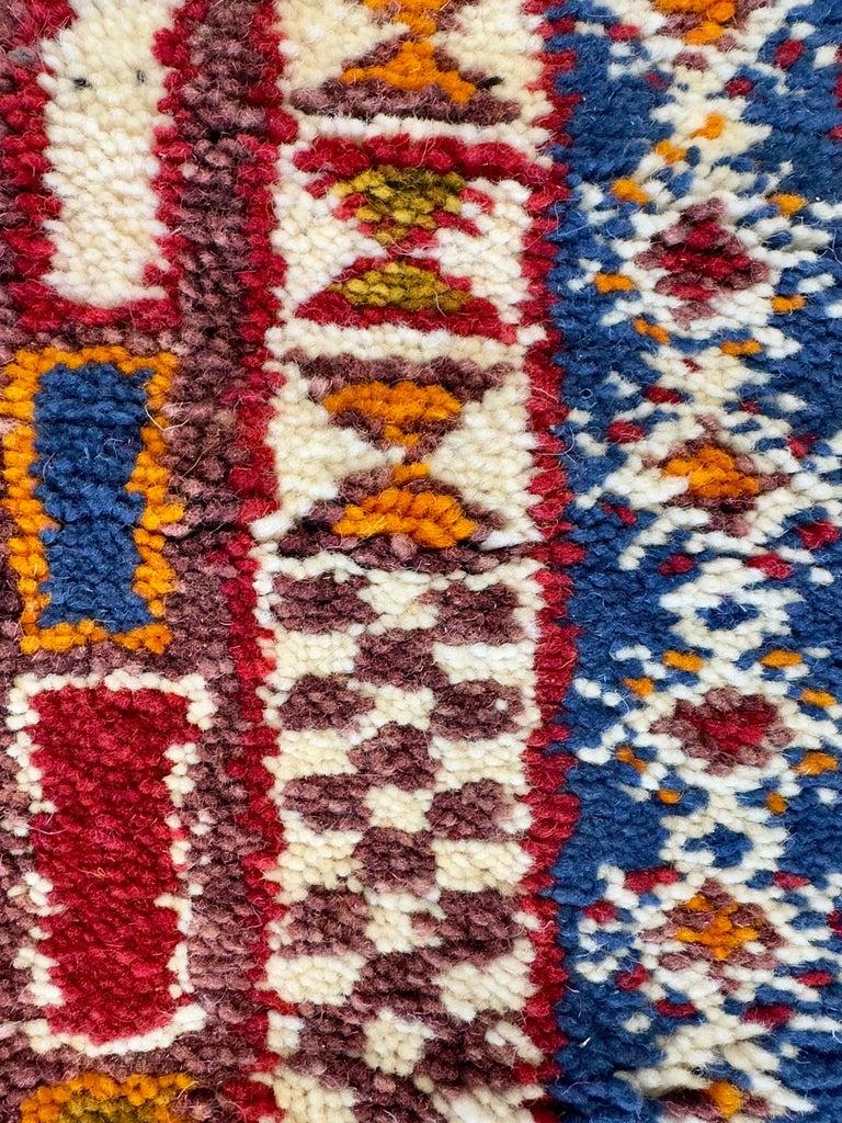 Boho Chic Moroccan Handwoven Wool  Rectangular Rug with Abstract Design In Good Condition For Sale In Plainview, NY