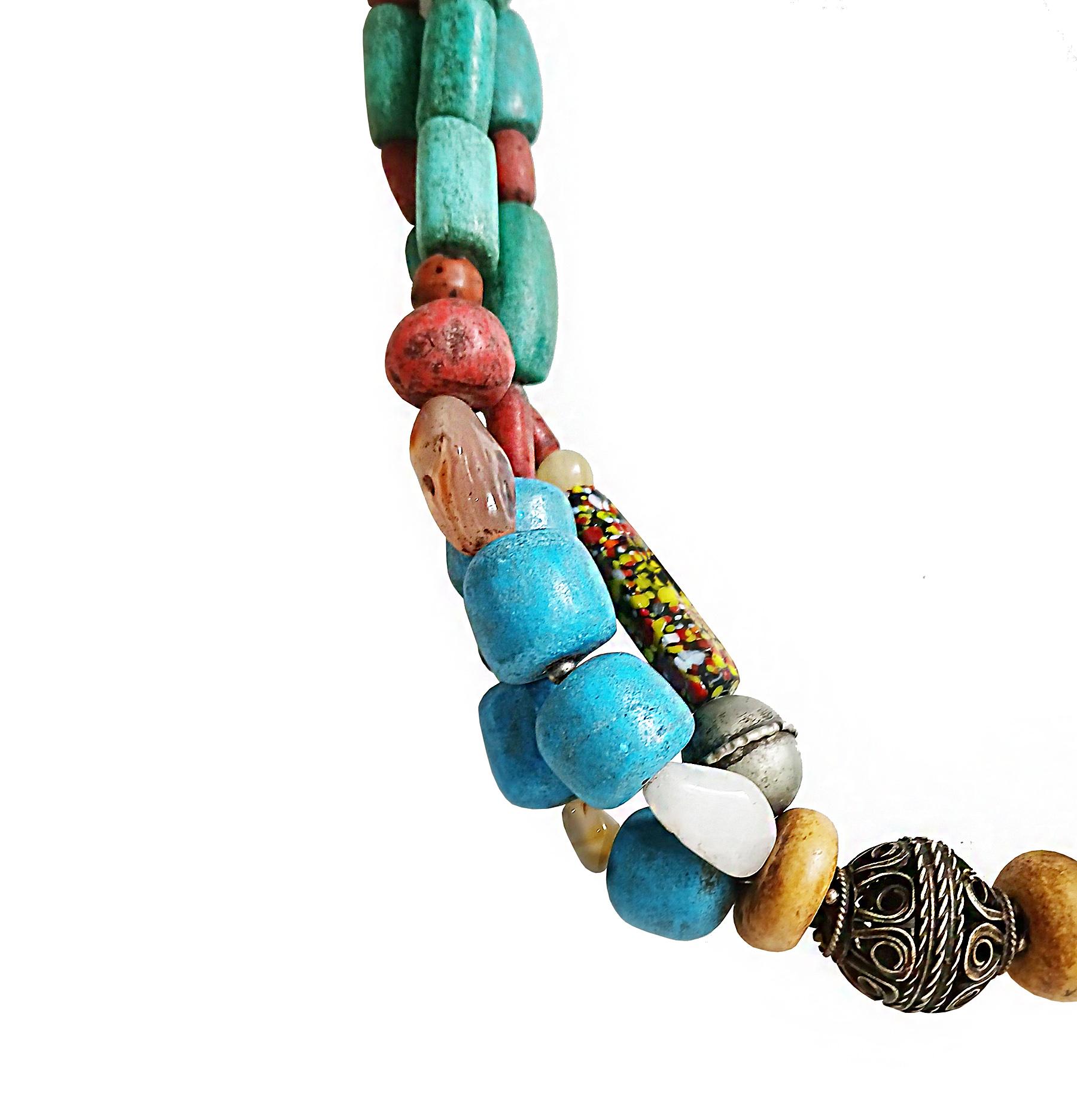 Silver Berber  Stone Necklace, Early 20th Century For Sale