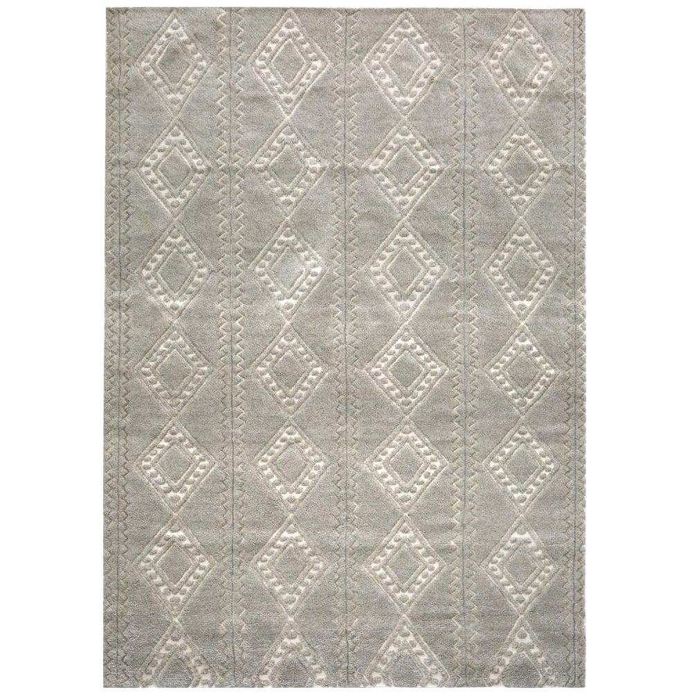 Berber Style Customizable Honeycomb Weave in Cream/Pewter Extra Large For Sale