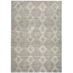 Berber Style Customizable Honeycomb Weave in Cream/Pewter Extra Large