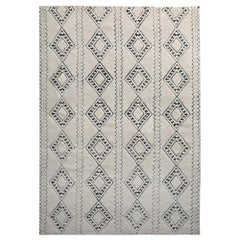 Berber Styled Customizable Honeycomb Weave Rug in Cream or Black Large